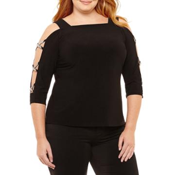 Prelude 3/4 Sleeve Square Neck Knit Blouse-plus