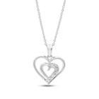 Diamonart Womens 1/4 Ct. T.w. Lab Created White Cubic Zirconia Sterling Silver Heart Pendant Necklace