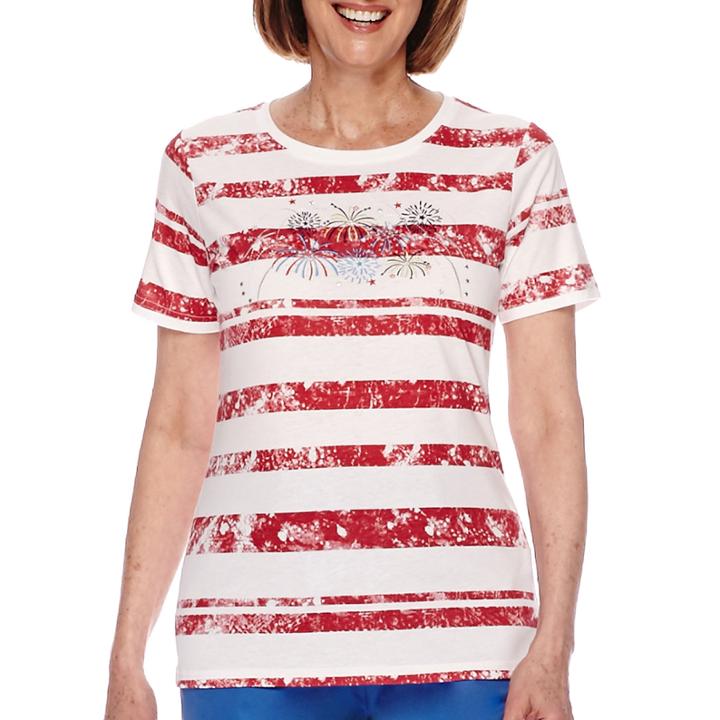 Sag Harbor American Dream Short-sleeve Fireworks Embroidery Top
