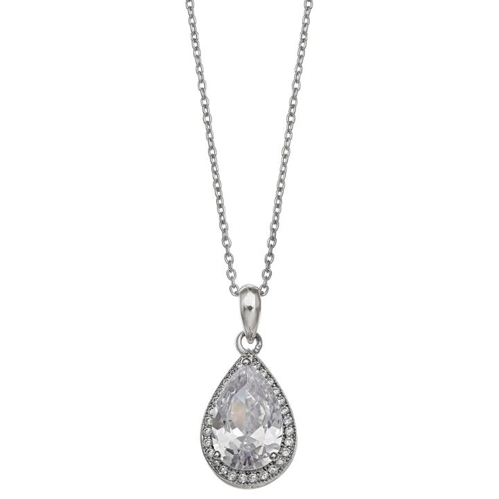 Silver Enchantment Womens Cubic Zirconia Sterling Silver Pendant Necklace