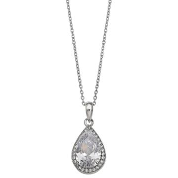 Silver Enchantment Womens Cubic Zirconia Sterling Silver Pendant Necklace