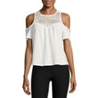 By & By Short Sleeve Sweetheart Neck Knit Blouse-juniors