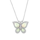 Womens Lab Created Multi Color Opal Butterfly Pendant Necklace