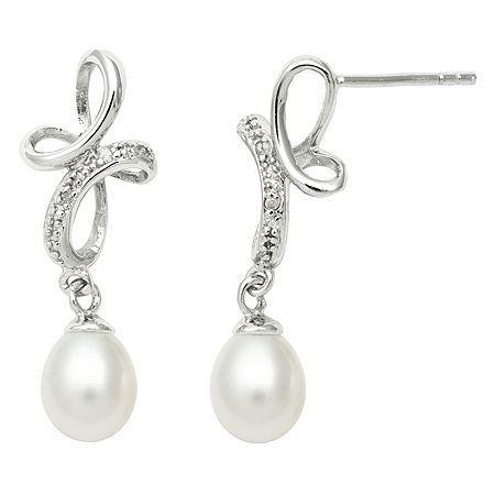 Freshwater Pearl & Diamond-accent Earrings