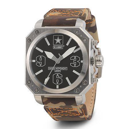 Wrist Armor C4 Mens Us Army Camo Canvas Strap Swiss Watch