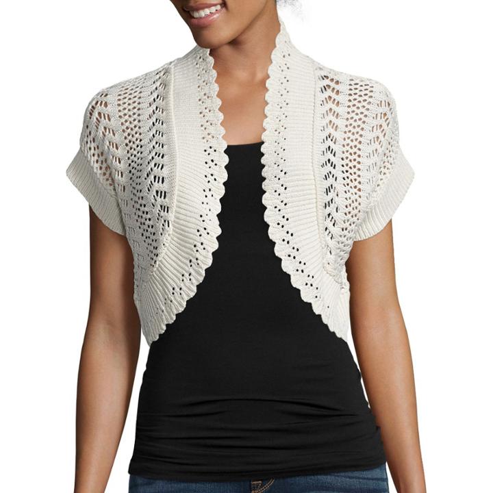 Perceptions Short-sleeve Crochet Bolero Shrug