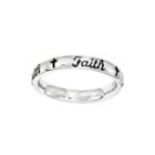 Personally Stackable Sterling Silver Black Enamel Faith Ring