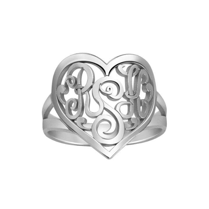 Personalized 18mm Script Monogram Heart Ring
