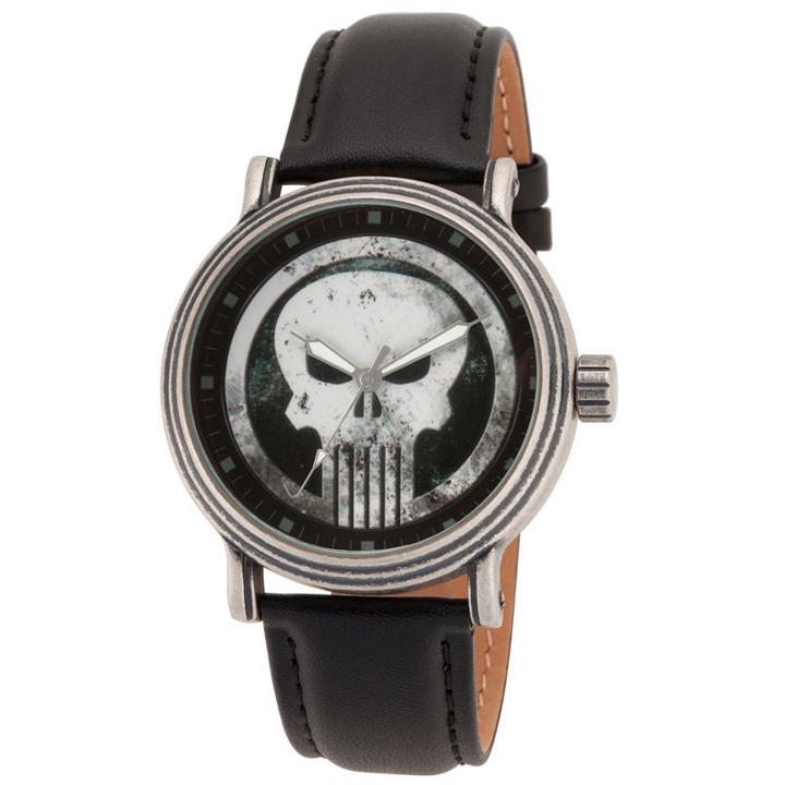 Punisher Mens Black Strap Watch-wma000264