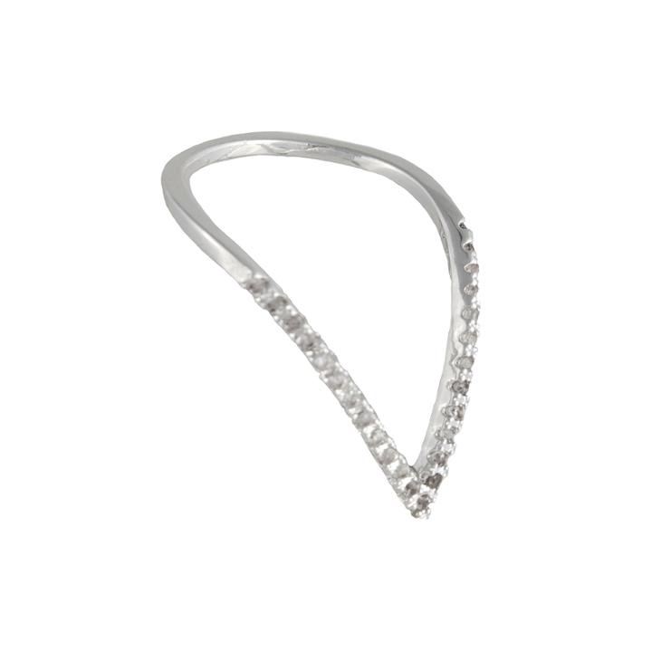 A.n.a Cubic Zirconia Silver-tone V-shape Ring