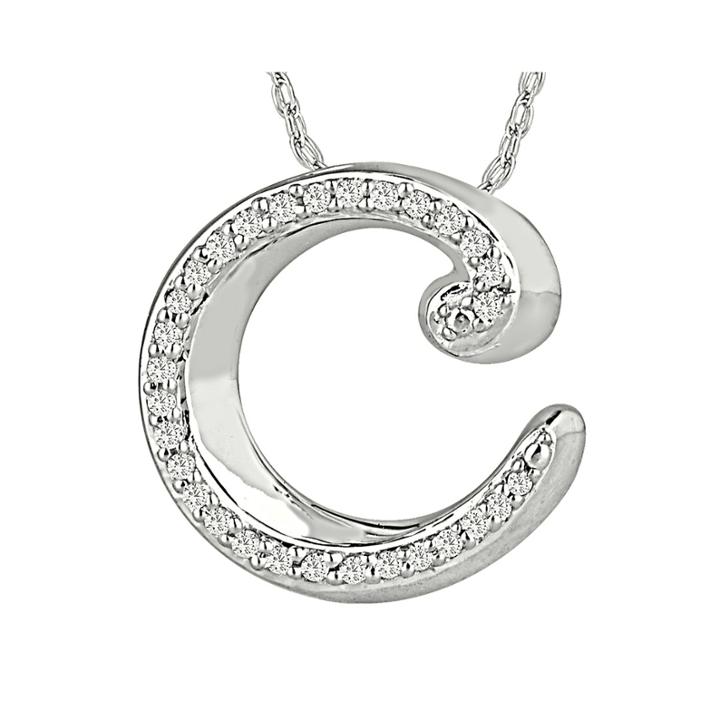 1/7 Ct. T.w. Diamond Sterling Silver Initial C Pendant Necklace