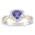 Womens 1/10 Ct. T.w. Blue Tanzanite 10k Gold Crossover Ring