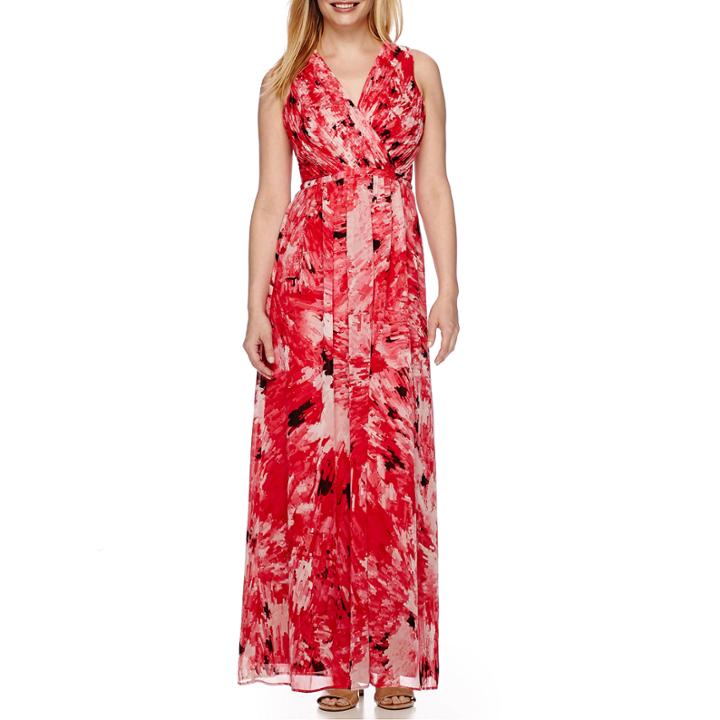 Donna Ricco Sleeveless Watercolor Maxi Dress - Petite