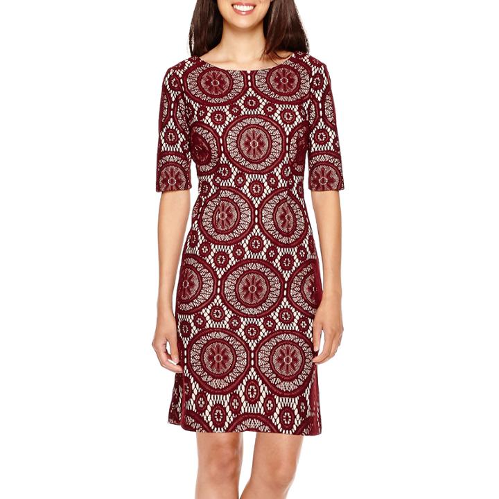 R & K Originals 3/4-sleeve Lace Sheath Dress - Petite