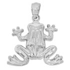 Sterling Silver Diamond-cut Frog Charm Pendant