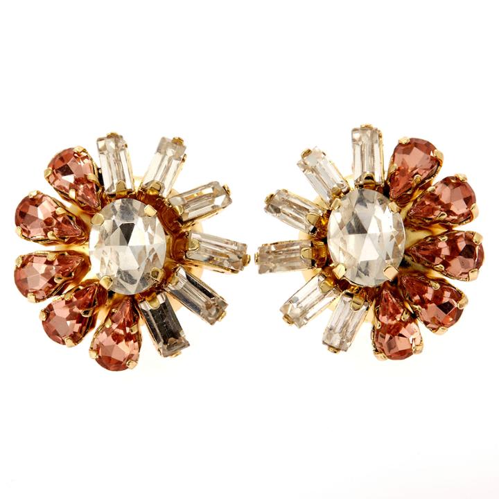 Oval Multi Color Crystal Stud Earrings