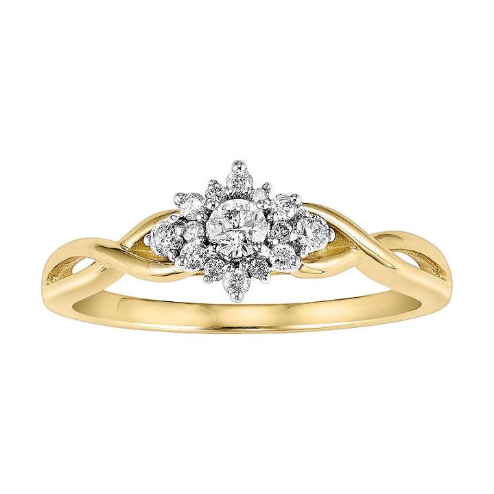 Womens 1/4 Ct. T.w. Genuine Diamond White Flower Engagement Ring