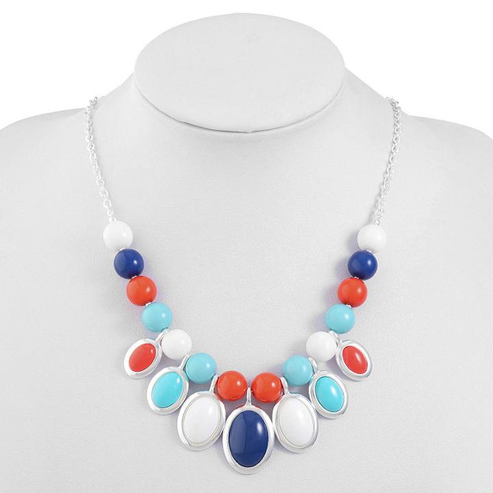 Liz Claiborne Womens Multi Color Oval Collar Necklace