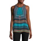 By & By Sleeveless Printed Top With Necklace - Juniors
