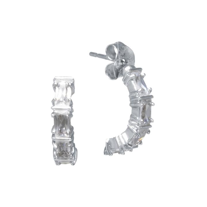 Cubic Zirconia Sterling Silver J-hoop Earrings