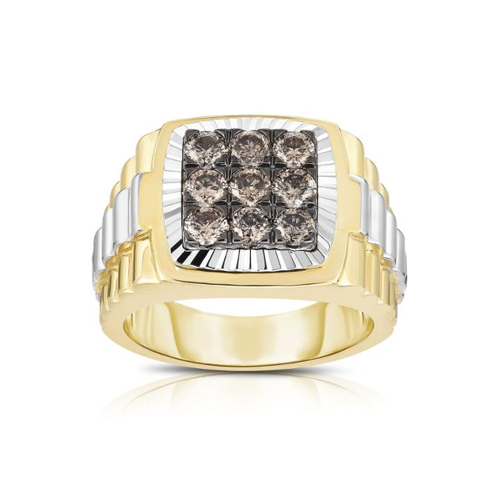 Mens 1 1/2 Ct. T.w. Genuine Champagne Diamond 10k