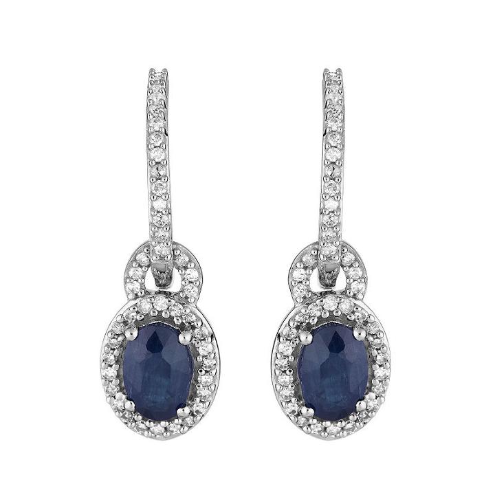1/8 Ct. T.w. Genuine Blue Sapphire 10k White Gold Drop Earrings