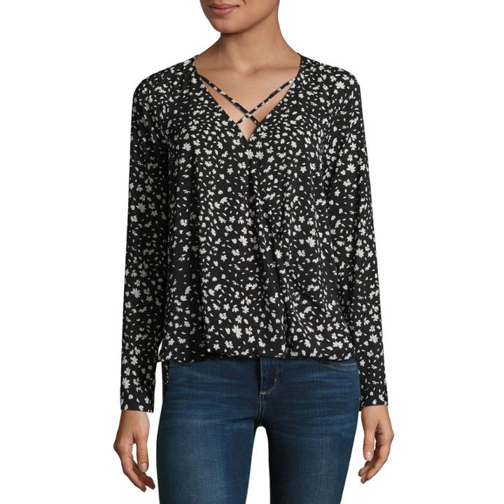 Belle + Sky Long Sleeve Cross Front Surplice Top