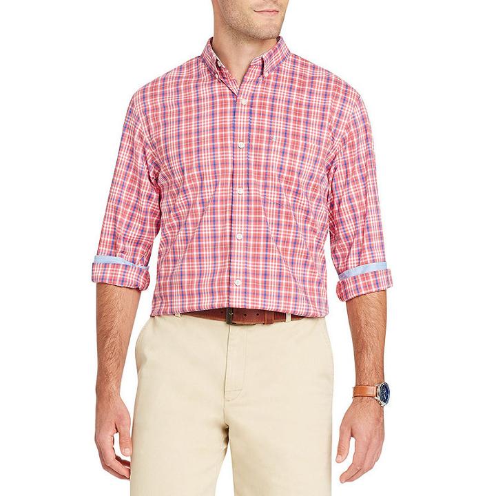 Izod Long Sleeve Essential Plaid Button Down Shirt