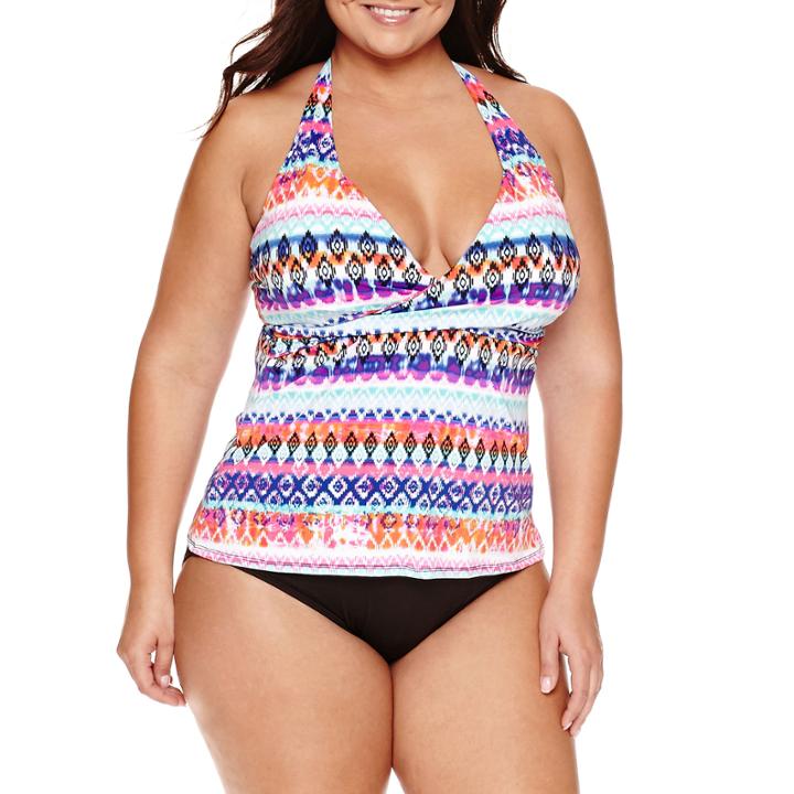 A.n.a Ikat Stripe Halter Tankini Swimsuit Top-plus