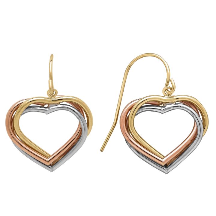 Limited Quantities 10kt Pol 3c Triple Heart Dangle 13x15mm