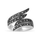 Swarovski Womens Black Marcasite Sterling Silver Bypass Ring