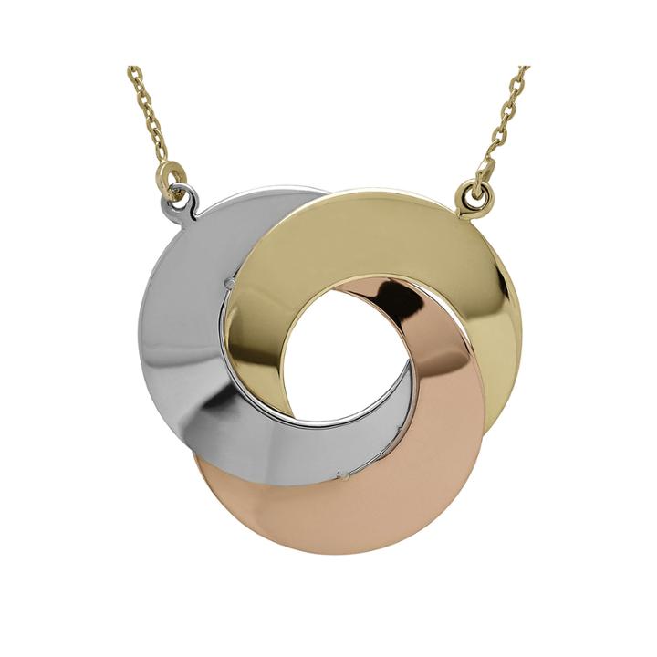 14k Gold Tri-tone Swirl Circle Necklace