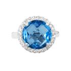 Genuine Blue Topaz Sterling Silvercushion Ring