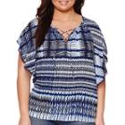 A.n.a Flutter-sleeve Tie-neck Peasant Top - Plus