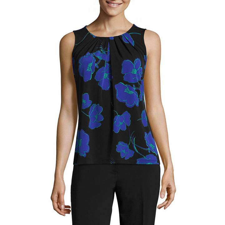 Liz Claiborne Sleeveless Pleated Neck Knit Blouse
