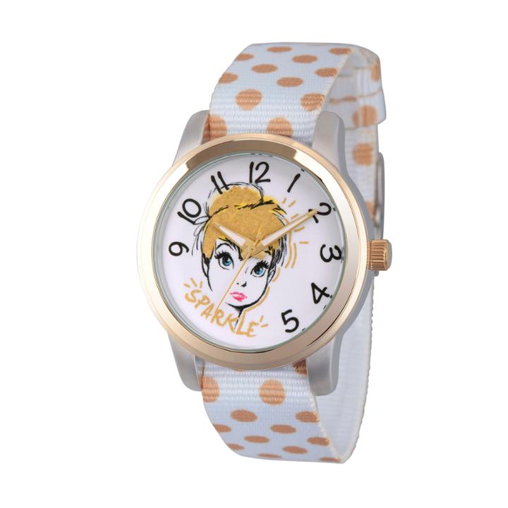 Disney Tinker Bell Womens White Strap Watch-wds000063