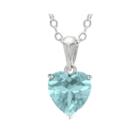 Heart-shaped Lab-created Aquamarine Sterling Silver Pendant Necklace