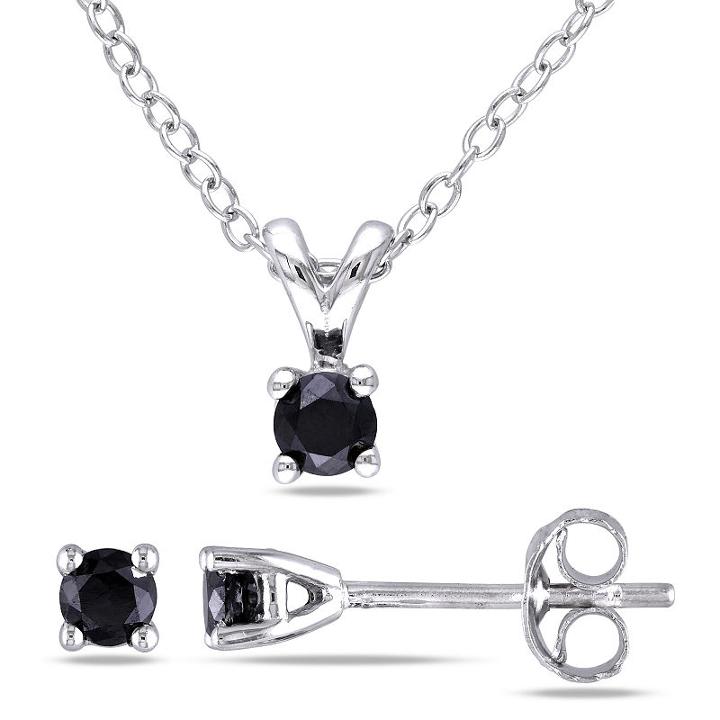 Womens 2-pc. 1/2 Ct. T.w. Black Diamond Sterling Silver Jewelry Set