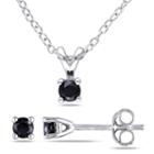 Womens 2-pc. 1/2 Ct. T.w. Black Diamond Sterling Silver Jewelry Set