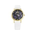 Decree Womens Floral Dial White Strap Vintage-style Watch