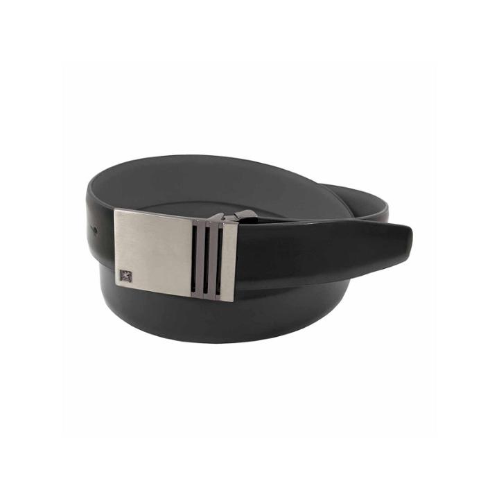 Stacy Adams Brushed Nickel Gunmetal Plaque Buckle Solid Belt
