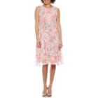 R & K Originals Sleeveless Floral A-line Dress-petites