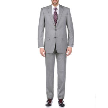 Verno Men's 100% Wool Grey Slim Fit Single Breast Two Piece Suit
