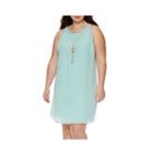 By & By Sleeveless A-line Dress With Necklace - Juniors Plus