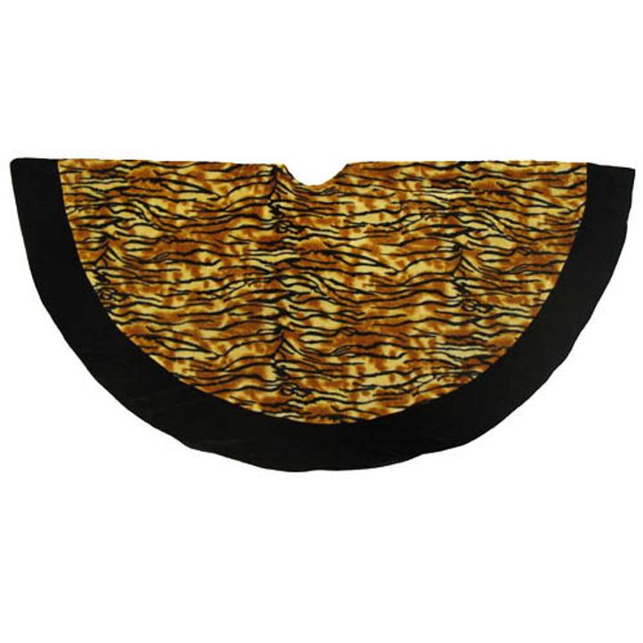 48 Tiger Animal Print With Black Trim Christmas Tree Skirt
