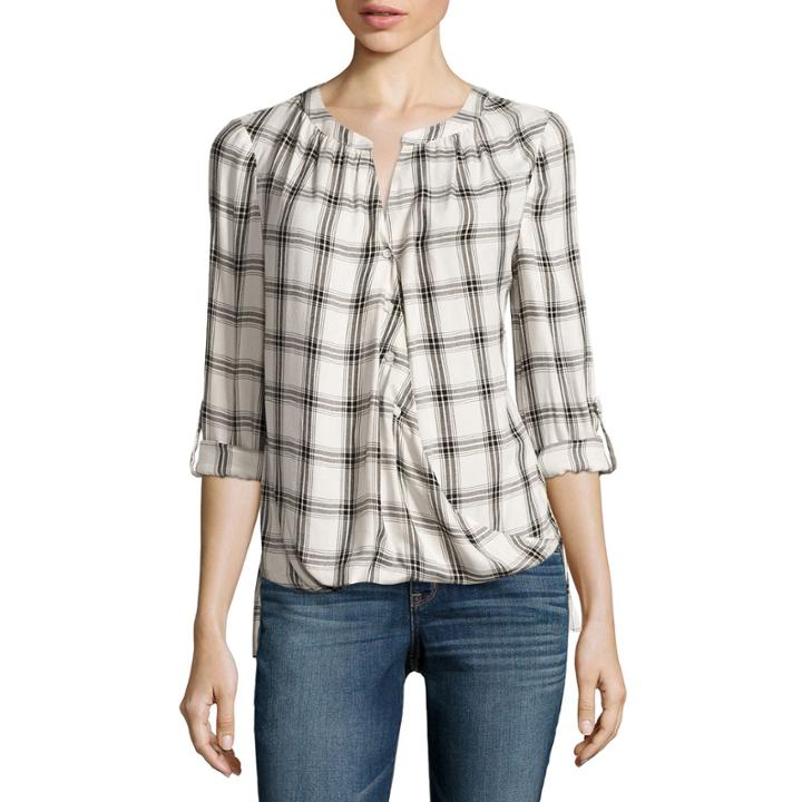 A.n.a Tab-sleeve Wrap-front Blouse - Tall