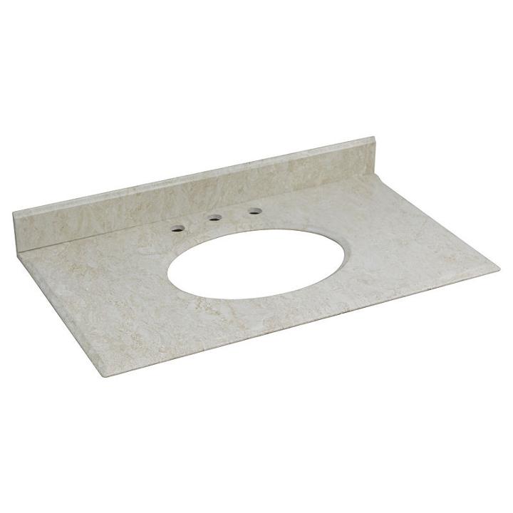 37.25-in. W 22.25-in. D Marble Top In Beige Colorfor 3h8-in. Faucet