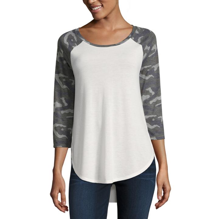 City Streets 3/4 Raglan Sleeve T-shirt-womens Juniors