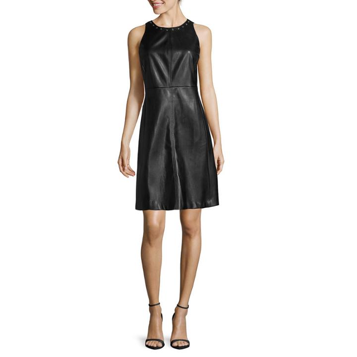 Worthington Sleeveless Faux Leather Shift Dress