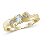 Womens Diamond Accent Color Enhanced Blue Aquamarine Gold Over Silver Delicate Ring
